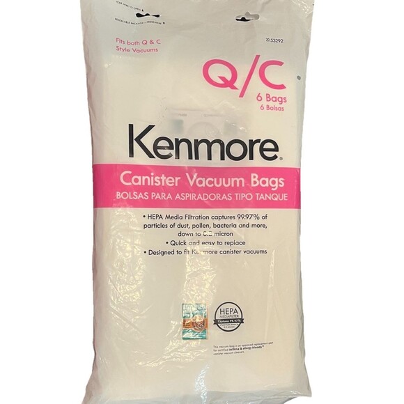 Kenmore Q/C Style Canister Vacuume Bags HEPA Media Filter 20-53292 6 Pack New - Picture 1 of 8
